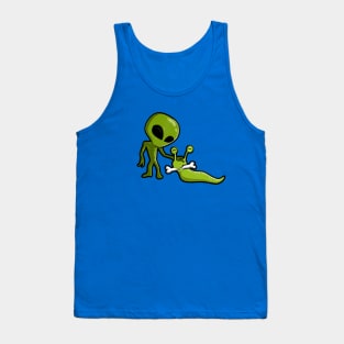 Green Alien with pet Tank Top